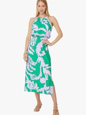 Lilly Pulitzer Women’s Gracelyn Green & Lilac Midi Dress size Small Like new